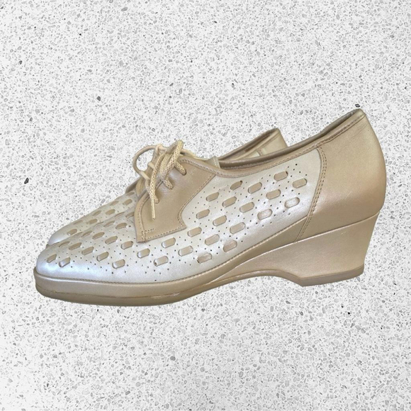 Fazan Two Tone Oxford Wedge Heel All Leather Spectator Shoes Women’s Sz. 7 - Picture 8 of 10